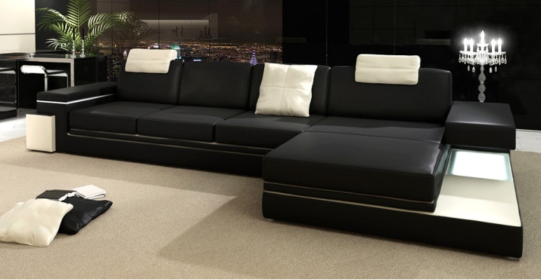 Ledersofa mit USB Wohnlandschaft XXL Ecksofa Bigsofa Design Couch Designersofa