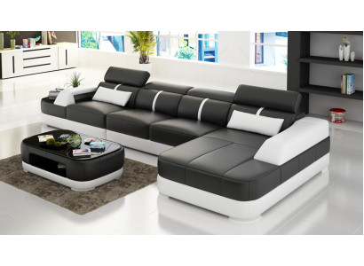 Ledersofa Polster Sitz Eck Sofa Garnitur Wohnlandschaft Wohnzimmer Couch mit USB