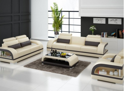 Designer Sofagarnitur Ledersofa mit USB Set 3+2+1 Garnitur Couch Sofa Garnituren