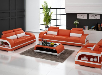 Designer Sofagarnitur Ledersofa mit USB Set 3+2+1 Garnitur Sofa Couch Garnituren