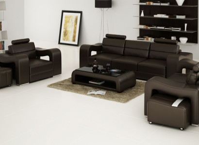 Ledersofa Couch Wohnlandschaft 3+2+1 Sitzer Garnitur Design Modern Sofa USB Neu