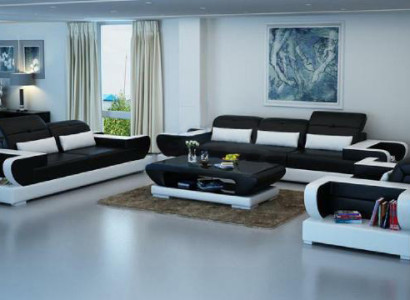 Sofagarnitur Couch Polster Leder Sitz Garnitur 3+2+1 Set Modernes Sofa mit USB