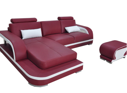 Leder Eck Sofa mit USB Luxus Garnitur Ecke Sofas Couchen Polster Wohnlandschaft