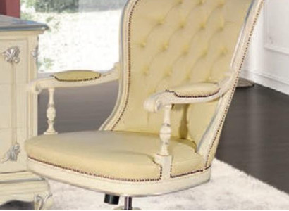 Bürostuhl Holz Chefsessel Chesterfield italienische Möbel weiß drehbar weiß neu