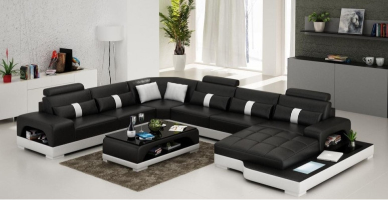 Leder U Form Wohnlandschaft Couch Big XXL Sofa Polster Ecke Garnitur Eck SendenS