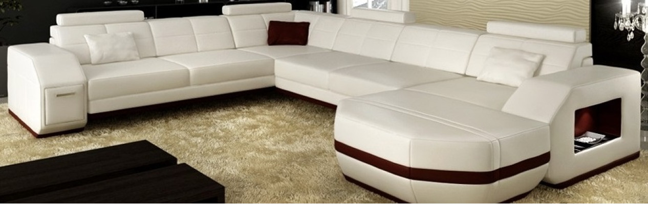 Ledersofa Ecksofa Wohnlandschaft Ecksofa Eckcouch Polster Sitz Ecke WyenW/B Neu