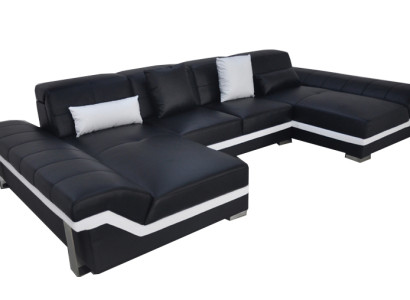 Ledersofa Couch Wohnlandschaft Eck Garnitur Design Modern Sofa U-Form K5007C