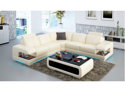 Ledersofa Couch Wohnlandschaft Ecksofa Eck Garnitur Design Ecksofa Sofa G8028B