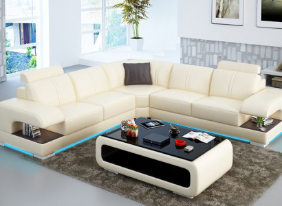 Ledersofa Couch Wohnlandschaft Ecksofa Eck Garnitur Design Ecksofa Sofa G8028B