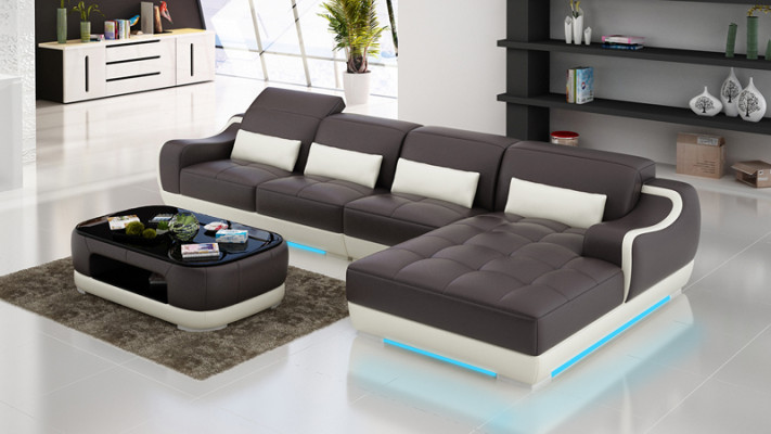 Ledersofa Sofa Couch Wohnlandschaft Eck Ecksofa Modern Design Garnitur