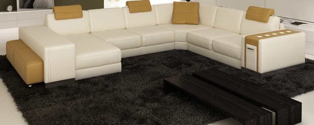 Wohnlandschaft Designer Sofa Couch Big Polster Leder Sofas Eck Ecke Sitz
