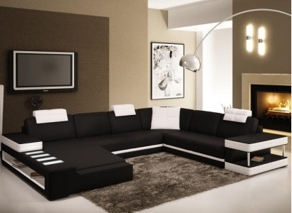 Ledersofa Ecksofa Wohnlandschaft Designer Couch Licht Sofa Polster Hallstadt -S