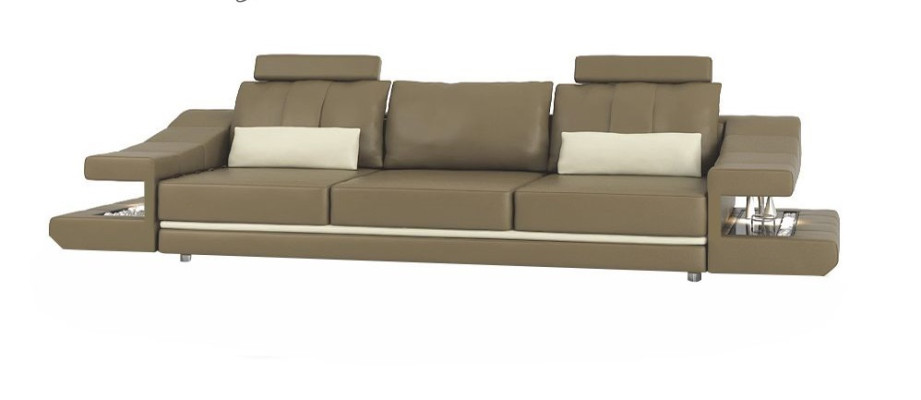 Moderne Designer Luxus Sofa 3 Sitzer Möbel Polster Leder Braun Big Sofas Couchen