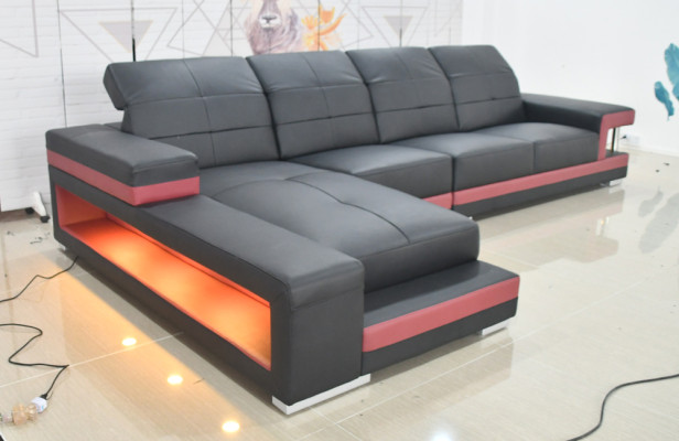 Beleuchtete moderne couchen landschaft sitz sofa wohnzimmer eckgarnitur möbel