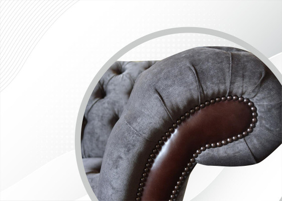 Chesterfield 3 Sitzer Wohnzimmer Couch Sofa Polster Sitz Textil Stoff
