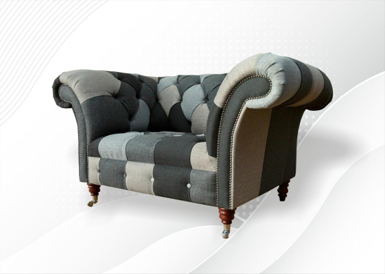 Chesterfield Design Couch Stoff Sessel 1.5 Sitzer Sofas Polster Lounge Club Neu