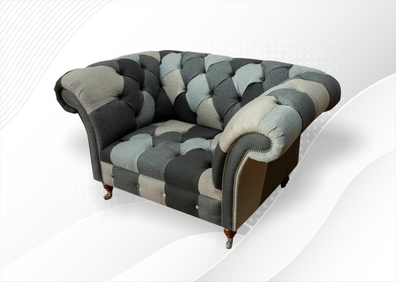 Chesterfield Design Couch Stoff Sessel 1.5 Sitzer Sofas Polster Lounge Club Neu