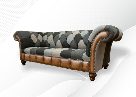Chesterfield Mehrfarbig 3 Sitzer Sofa Dreisitzer Design Couchen Polster Textil