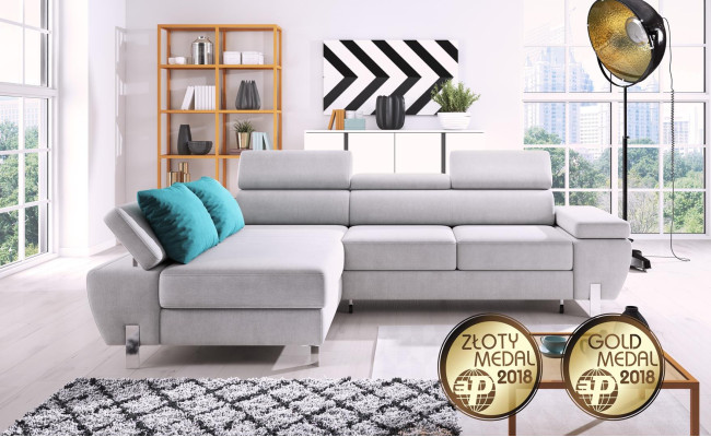 Schlafsofa Design Ecksofa L-form Bettfunktion Couch Textil Sofas Stoff Schlaf