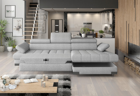 Design Ecksofa L-form Bettfunktion Couch Leder Textil Sofa Multifunktion Stoff