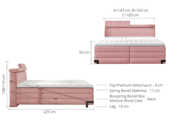 Designer Bett Schlafzimmer Betten Textil Hotel Luxus Polster Boxspringbett Möbel