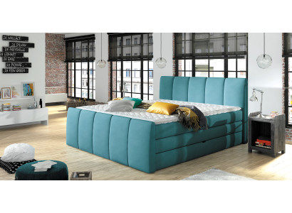 Boxspringbett Betten Blau 180x200 Schlaf Zimmer Textil Hotel Bett Polster Design