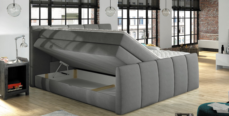 Boxspringbett Betten Blau 180x200 Schlaf Zimmer Textil Hotel Bett Polster Design