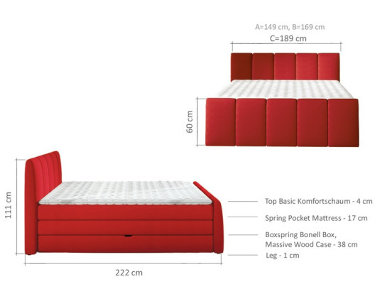 Boxspringbett Betten Blau 180x200 Schlaf Zimmer Textil Hotel Bett Polster Design