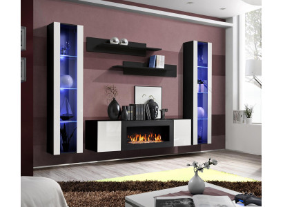 Wohnwand Wandregale Wohnzimmer Modern Luxus Set 5 tlg Designer Hänge Vitrine