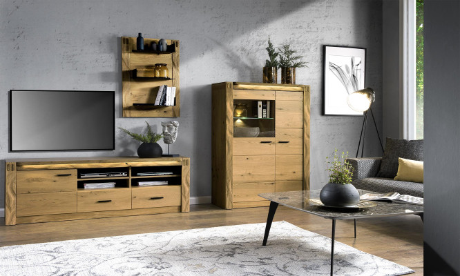 Hochschrank Mehrzweck Schrank Schubladen Wohnzimmer Regal Vitrine Antik Stil Neu