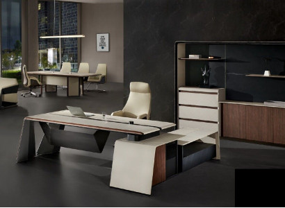 Büroeinrichtung Arbeitszimmer Büro Möbel Tisch Schrank Sessel 3tlg Set