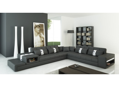 Ecksofa mit USB Couch Sofa Wohnlandschaft Sitz Eck Garnitur Leder Textil Peterso