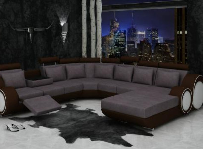 Textil Sofa mit USB XXL Wohnlandschaft Stoff Couch Big Polster Sofa U Form Neu