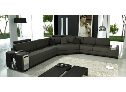 Wohnlandschaft Rund Ecksofa Leder Runde Couch Garnitur Sofa Couch Ecke + USB