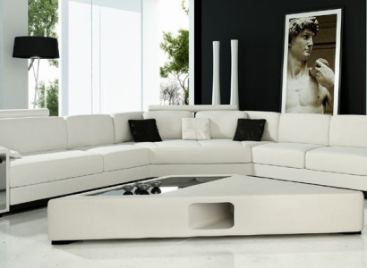 Moderne Eckcouch Wohnlandschaft Couch Tisch Sideboard Sofa USB Eckgarnitur 3tlg.