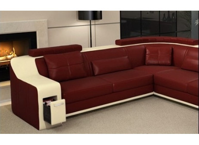 Ecksofa Leder Textil Sofa mit USB Polster Wohnlandschaft L Garnitur Sitz Isching