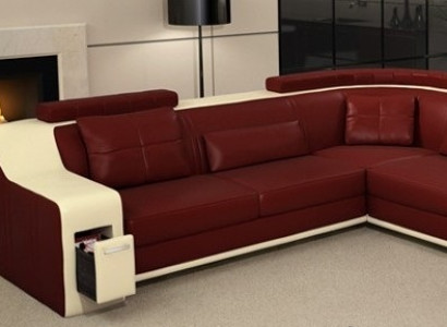 Ecksofa Leder Textil Sofa mit USB Polster Wohnlandschaft L Garnitur Sitz Isching