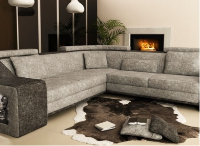 Ecksofa Leder Textil Sofa mit USB,Polster Wohnlandschaft L Garnitur Sitz Isching