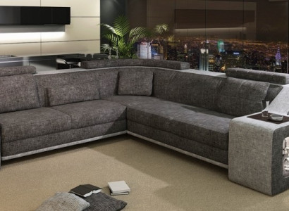 Ecksofa Leder Textil Sofa mit USB Polster Wohnlandschaft L Garnitur Sitz Isching