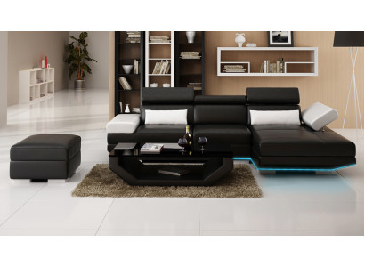 Ledersofa L-Form + USB Wohnlandschaft Ecksofa Garnitur Design Modern Sofa K5009D