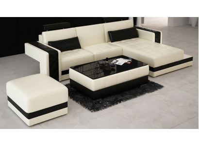 Ledersofa mit USB Wohnlandschaft Ecksofa Eck Garnitur Design Moderne Sofa L6010D