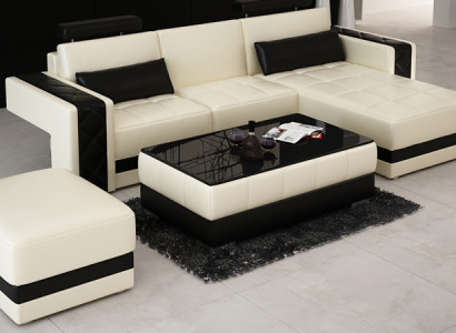 Ledersofa mit USB Wohnlandschaft Ecksofa Eck Garnitur Design Moderne Sofa L6010D