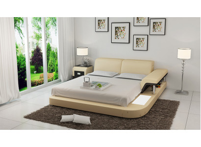 Design Bett XXL Big Betten Leder Hotel Polster 180x200 Multifunktion Regal USB