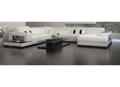 Wohnlandschaft Couch Polster Eck Garnitur Designer Ledersofa Big Sofa mit USB