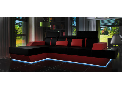 Ledersofa Wohnlandschaft Couch Sofa Ecksofa USB Leder Polster Massanfertigung