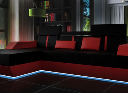 Ledersofa Wohnlandschaft Couch Sofa Ecksofa USB Leder Polster Massanfertigung