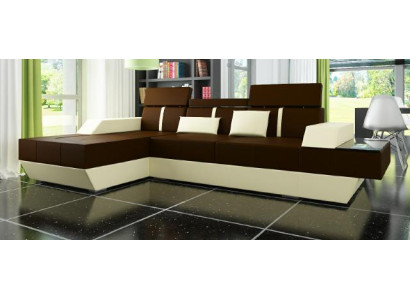 Ledersofa Wohnlandschaft Couch Sofa Ecksofa mit USB, Ledercouch Polster Ecke