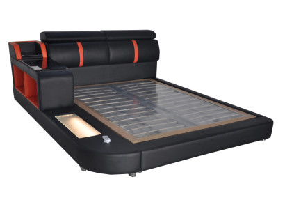 Design Luxus Bett Polster Ehe Hotel Betten mit USB Leder 140/160/180/200