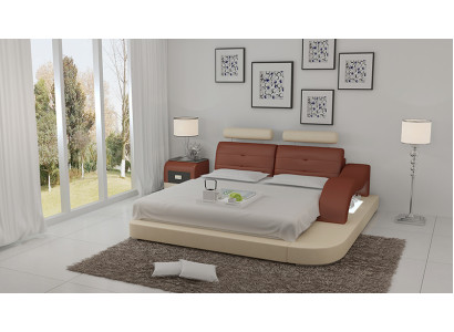 Design Bett XXL Big Betten Hotel Polster 160x200 Multifunktion Regal USB Leder