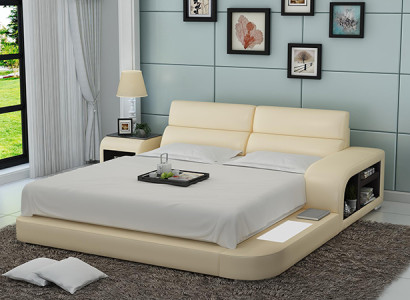 Bett USB Polsterbett Luxusbett Doppelbett Ehebett Betten 200x220cm LB8805 Neu